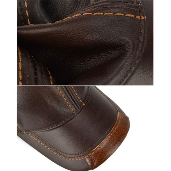 Adjustable Men's Genuine Leather Baseball Cap for Fall Winter Outdoor Sports Hat - Picture 6 of 7